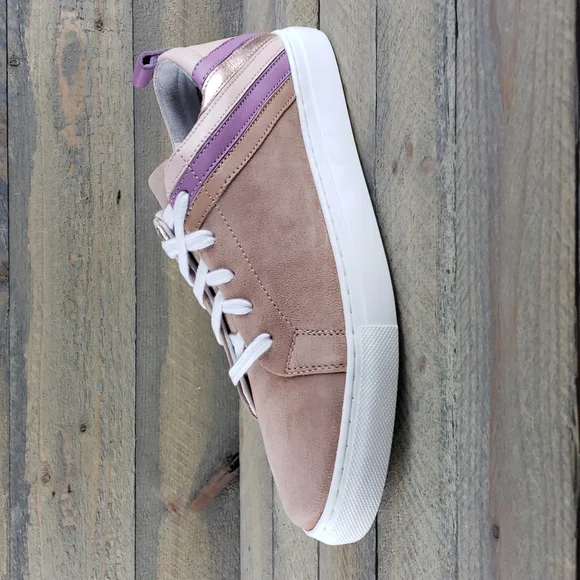 Seychelles Women's Stand Out Leather Suede Sneakers Blush Multi Stripe - Picture 3 of 9